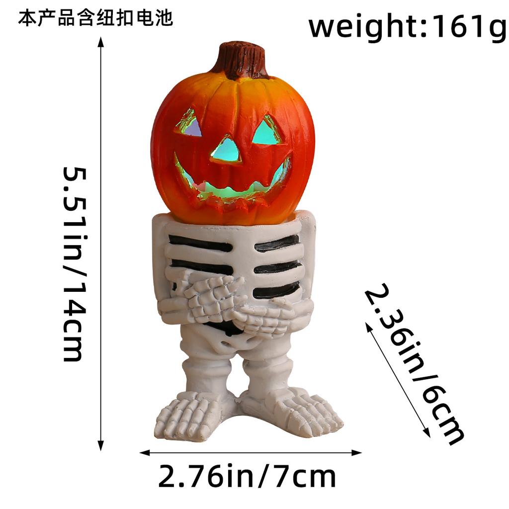 Halloween Led Lamp Pumpkin Knight Desktop Ornaments Decorated with Luminous Pumpkin Head Ghost Resin Courtyard Decoration