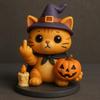 Middle Finger Halloween Cat Figure, Halloween Cat Figurine, Cute Middle Finger Statue, Cat Decor Spooky Resin Statue Best Gifts