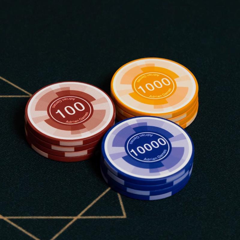 25Pcs 43Mm Ceramic Poker Chips Coin Chess Room Chip Board Game Poker Club Exclusive Texas Hold'Em Chip Storage Box Table Games