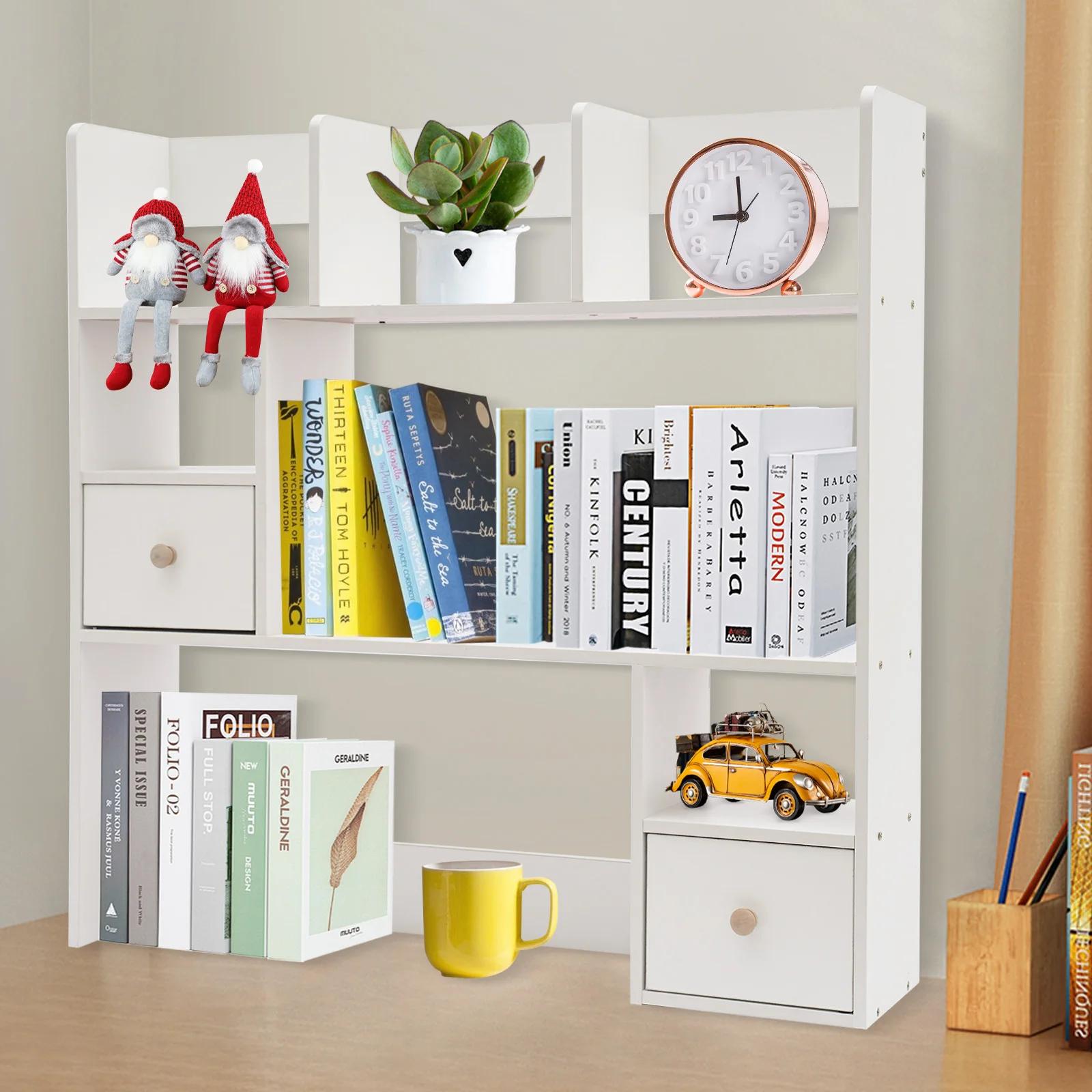 

Modern White 9-Cube Desktop Bookshelf - Heavy Duty Desktop Organizer for Home Office, Study Desk Storage Shelf, Tabletop Mount белый