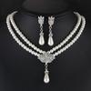 1 Set Faux Pearl Rhinestone Teardrop Pendant Necklace Jewelry Women And Earrings Elegant Beaded Necklace Jewelry