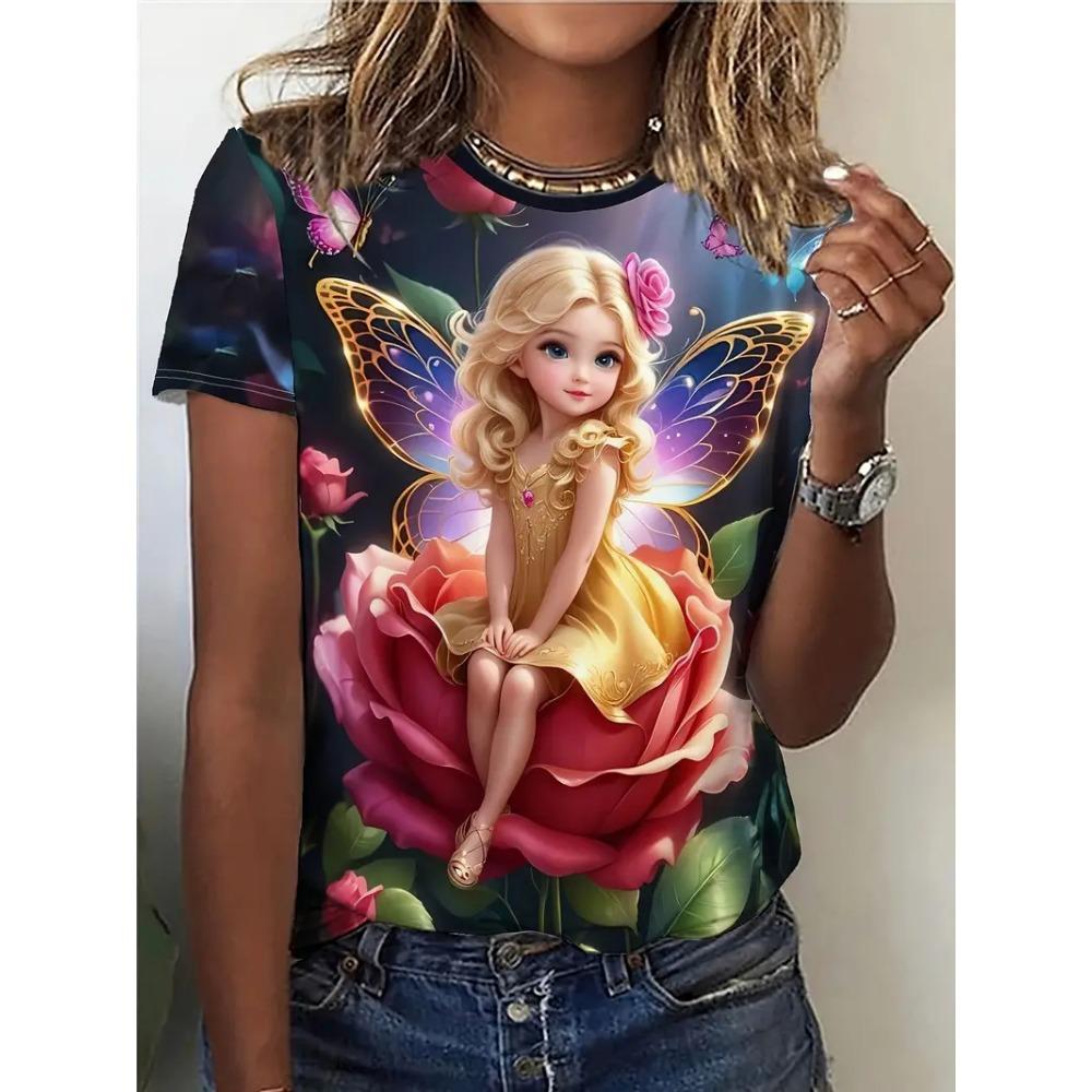 T-shirt women's short sleeved round neck T-shirt Harajuku top casual T-shirt women's clothing