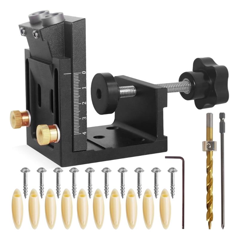 

Professional Pocket Hole Jig Puncher Drilling Locator for Woodworking Accurate Angled Hole with Included Drill Bit&Plugs чорний