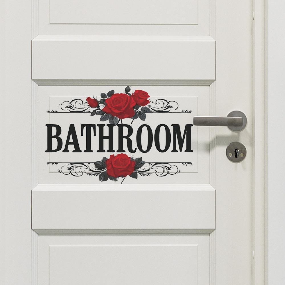 Roses, Bathroom English Slogan, Door Stickers, Home Decoration Wall Stickers