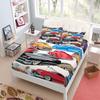 Retro Cars Fitted Sheet Set King Queen Double Full Size Bed Linen Set