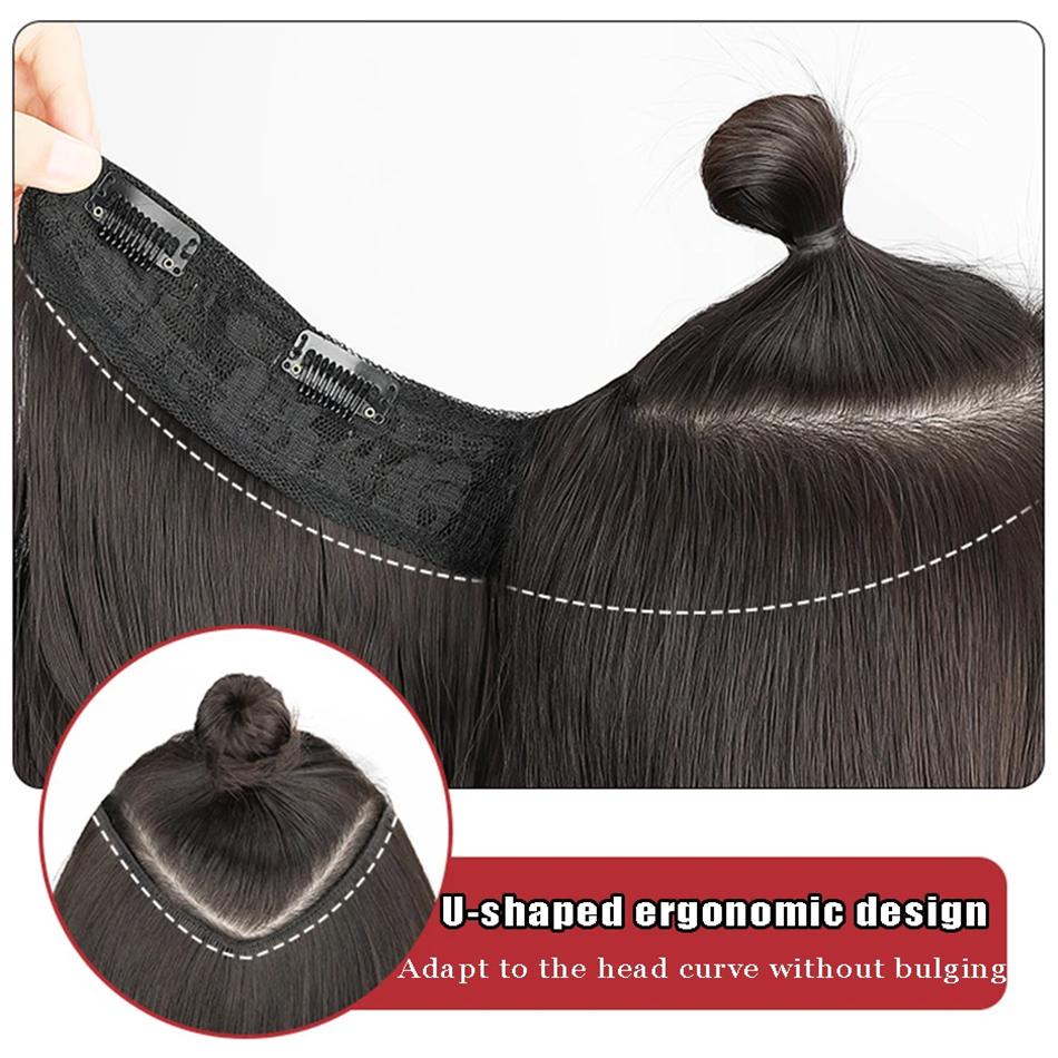 Synthetic artificial Long Curly Clip In Hair Extensions Painted Water Wave Pattern Wig Pieces Increase Volume Fluffy Hairpiece