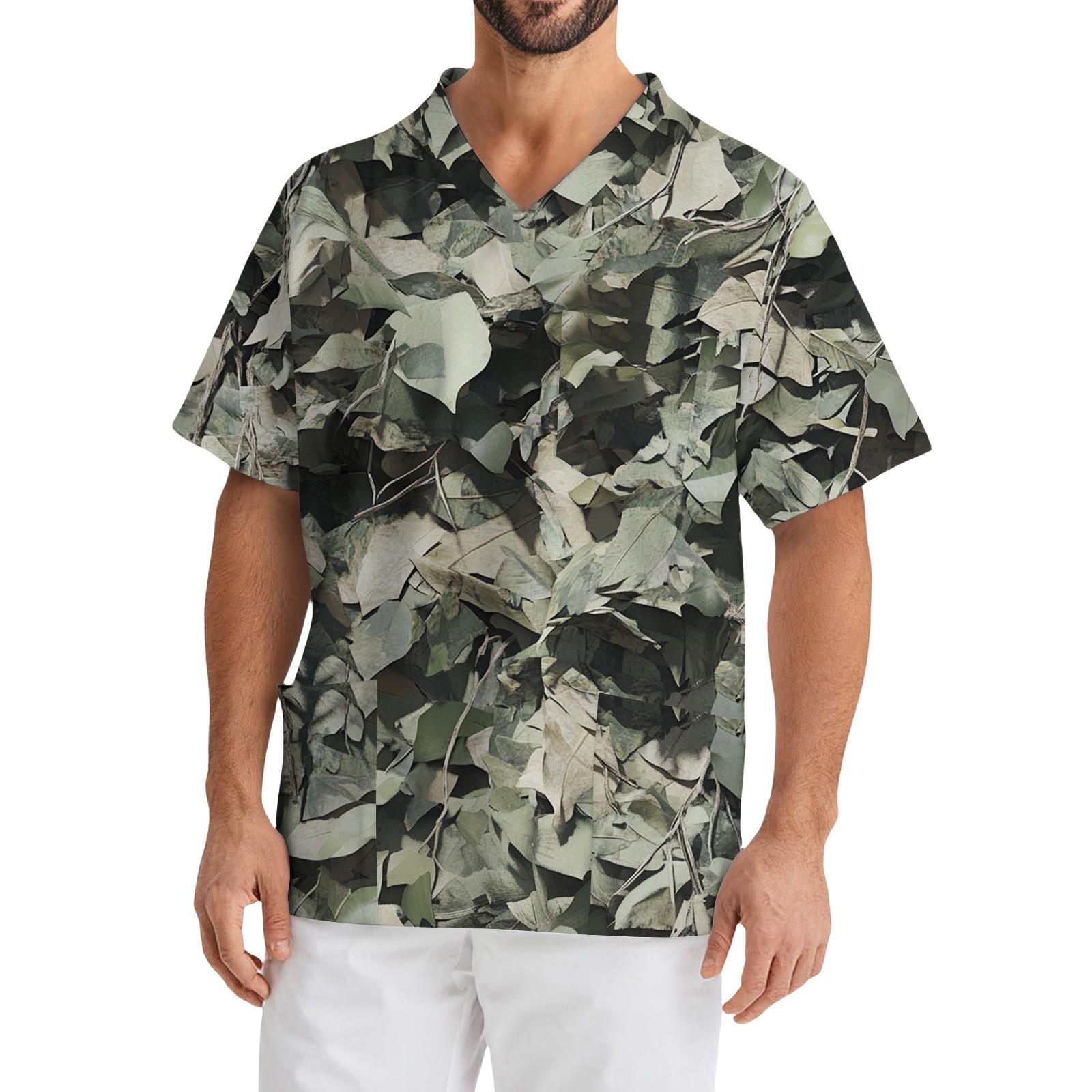 

Men s Casual Short-Sleeved V-Neck Printed Front Pocket Top XL