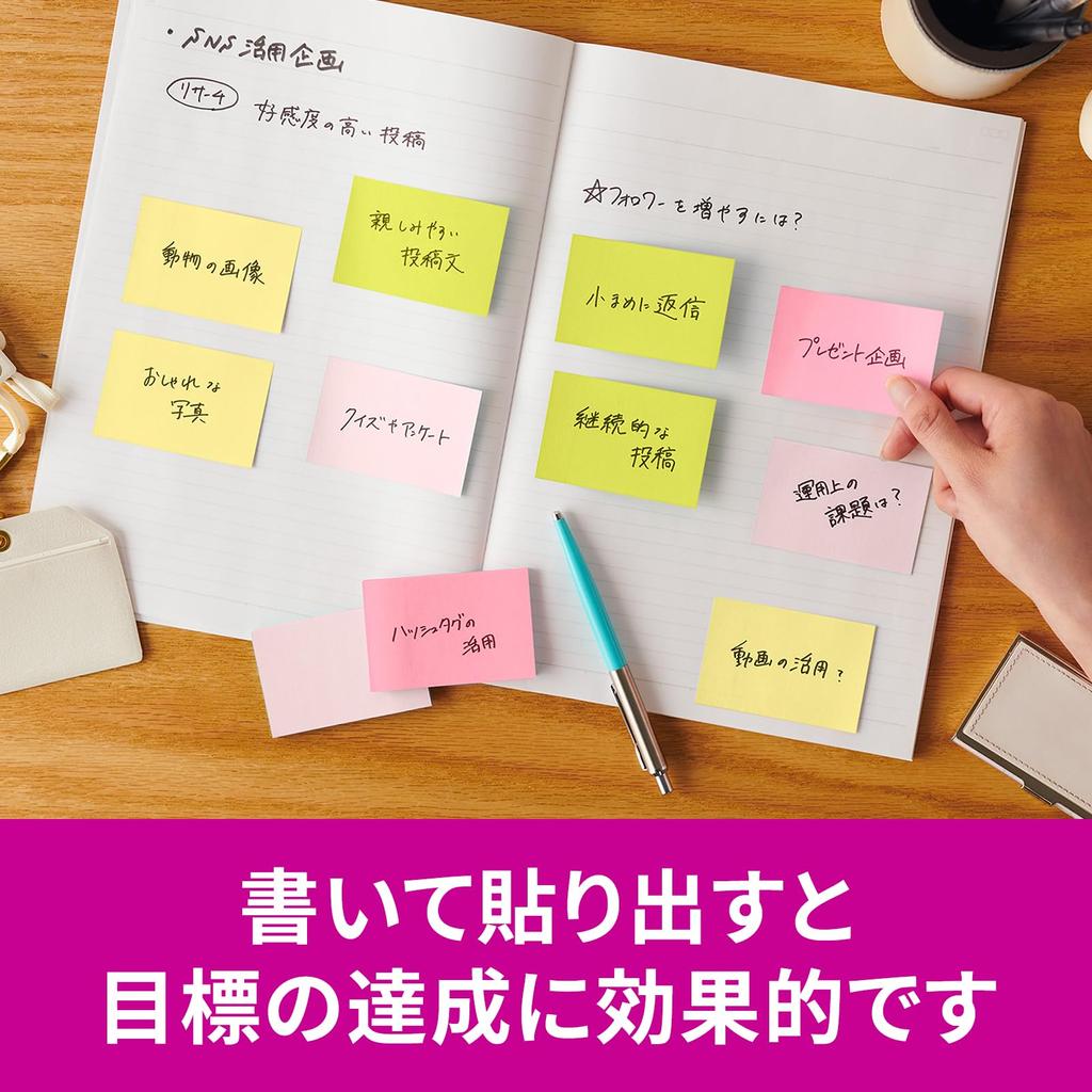 Strong Adhesive Multicolor 75 X 45 4 1 Pad Clear Case Post-it Notes, Notes, 4N, 50mm, Sheets, Colors, Each, 656SS-MC-4N