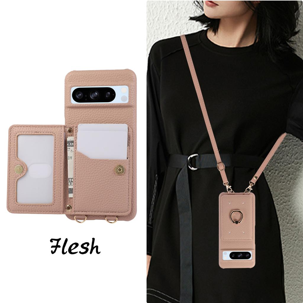 Crossbody Cards Bag Wallet Leather Ring Holder Case For Google Pixel 8 Pro 8A 7A 7Pro Long Lanyard Rope Kickstand Pocket Cover