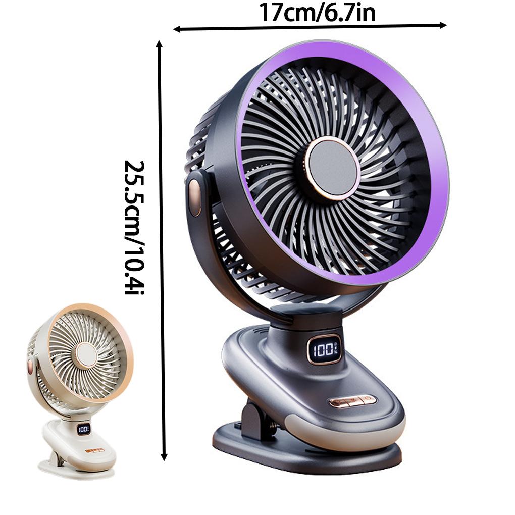 10000mAh Rechargeable Mini Clip Fan Mute Mini Desk Fan Adjustable Clip-on Fan Table Wireless Fan for Home Room Stroller Camping