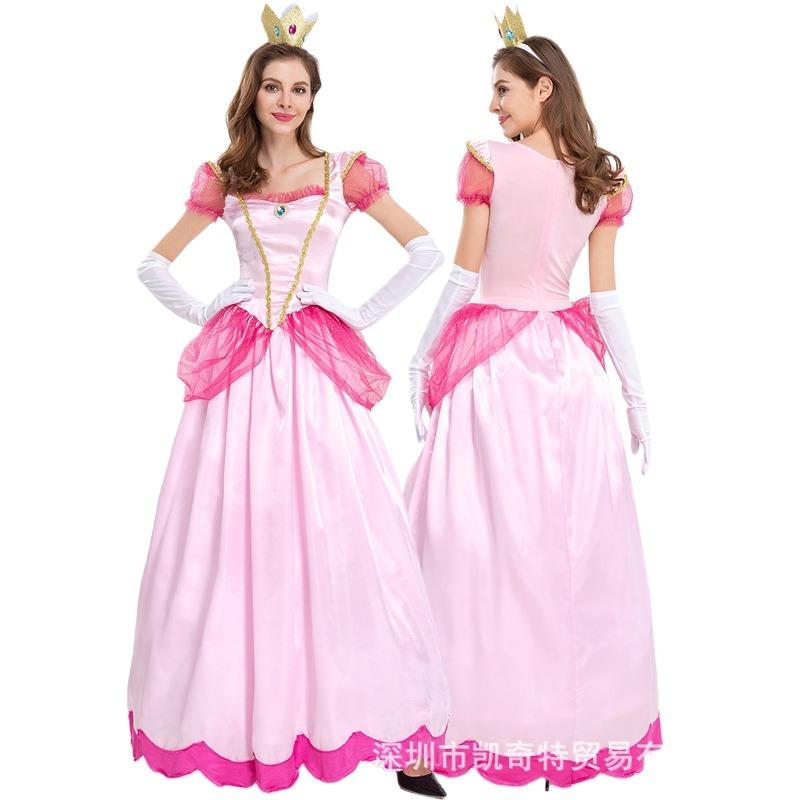 Super Mary Series Castle Princess Cosplay Peach Princess Dress Adult Pink Children s Day Costume Adult m