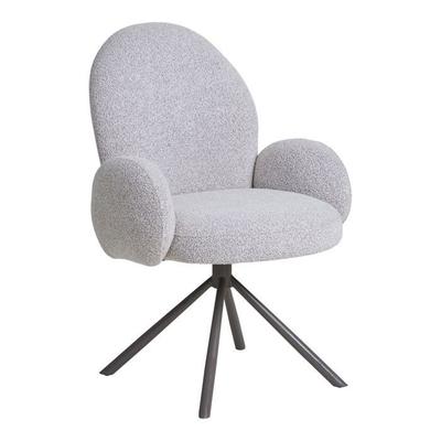 Swivel Dining Chair - EBUY24 - 69x65x91.5 Cm - Light Grey Bouclé Fabric - Contemporary Design - 1 Seat
