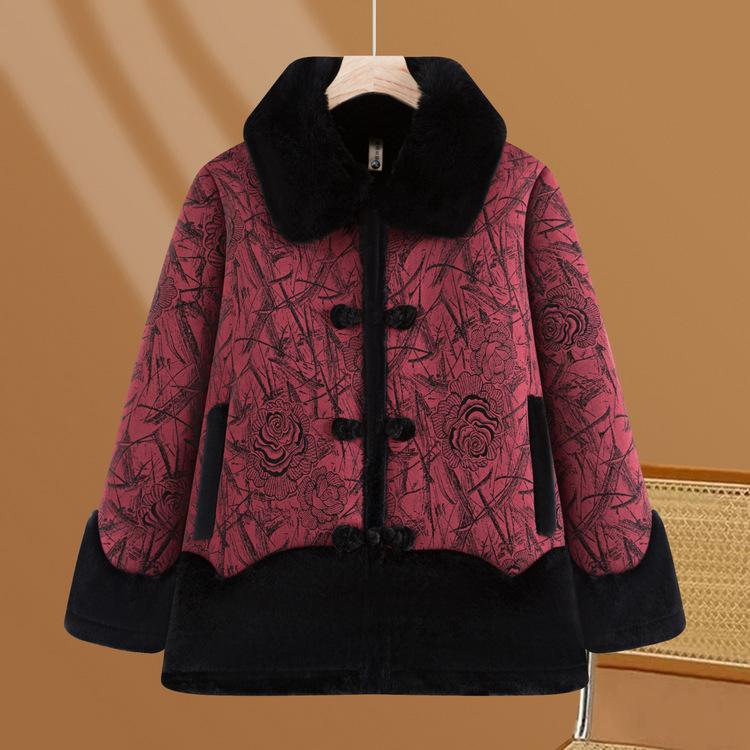

Middle-aged Mother Winter Plus Velvet Thickened Jacket New Women s Mink Fur Coat Middle-aged and Elderly Winter Clothes XL