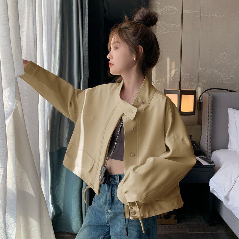 Dámská cargo bunda krátkého střihu, špičkový ležérní svršek na jaro a podzim