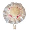 Mini Pet Straw Hat with Lace Adjustable Sun Protection Straw Hat with Bow Handwoven Outdoor Pet Accessory for Small Cats And Dogs