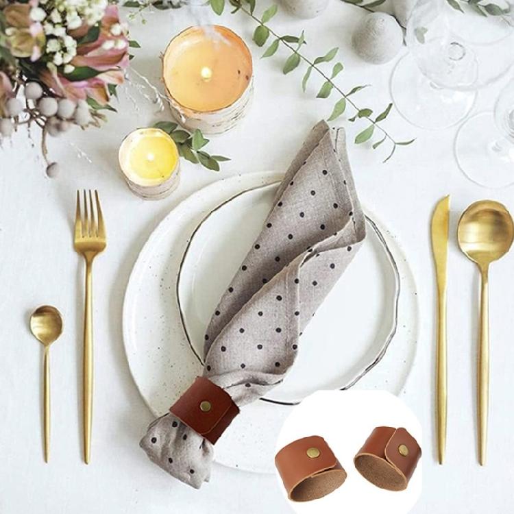 Set Of 6 PU Leather Napkin Rings Napkin Holders Elegant Dinner Table Decoration for Weddings Tableware Accessories