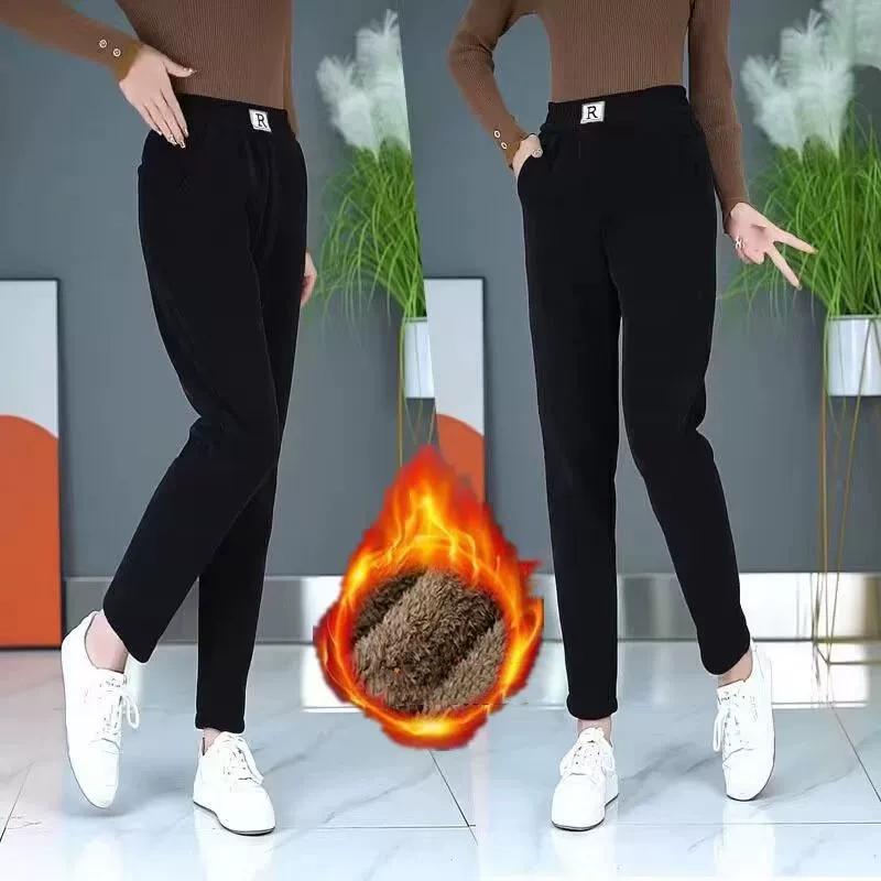 Autumn and Winter Plus Velvet Thick Chenille Harem Pants Women's Loose Large Size Casual Pants Straight Pants Pocket Corduroy
