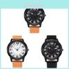 Fashion Mens Quartz Watch With Luminous Pointer And Leather Band For Casual Use