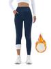 Damen High-Waist Fleece-gefütterte Leggings mit Taschen - Kuschelig, Dehnbar, Warm, Mehrfarbig, Perfekt für Herbst- und Winterkomfort, High-Waist Leggings