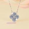 Women's Moissanite Four-Leaf Clover Necklace Pendant, Light Luxury S925 Sterling Silver Clavicle Chain