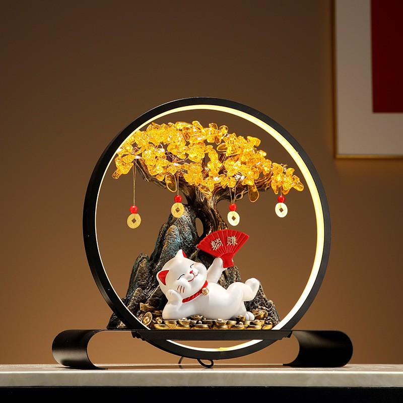 Resin Lucky Cat Figurine Decor Living Room TV Cabinet Entryway Home Decoration Modern Minimalist Housewarming Gift