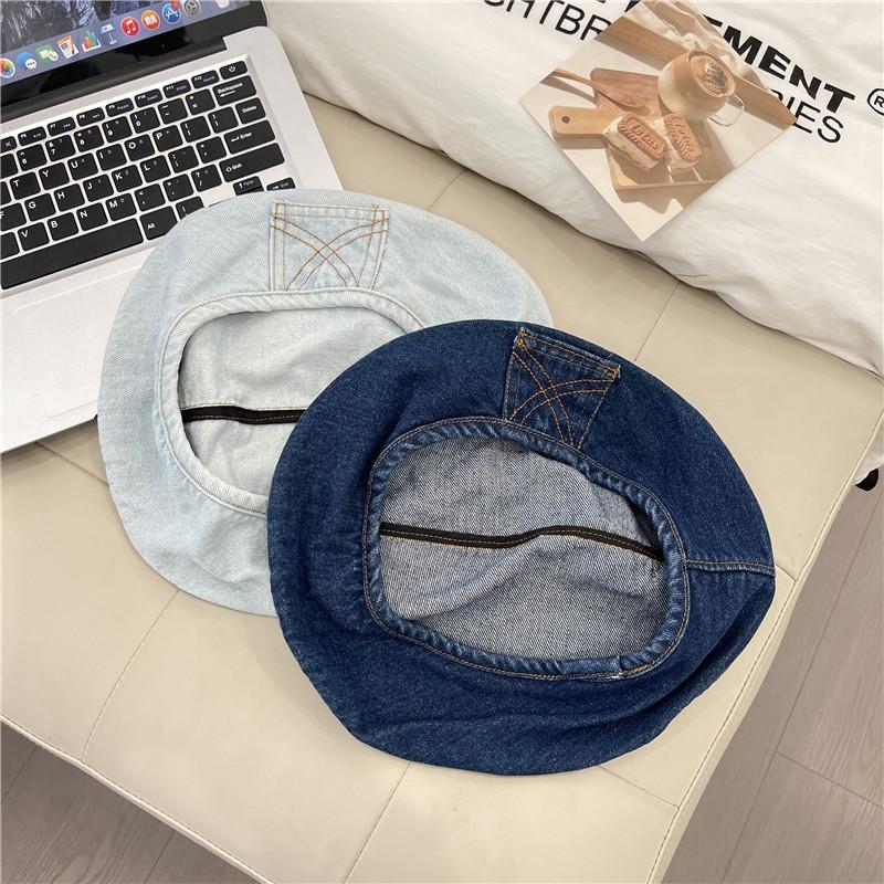 Hat Women's Year New Big Head Circumference Show Face Small Cowboy Beret Women's Summer Round Face Retro Octagonal Hat