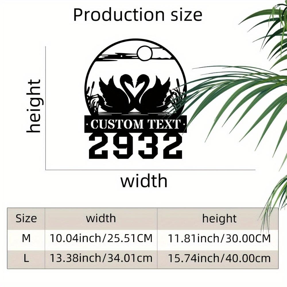 

Metal Swan Wall Art Personalized Family Name Sign Engraved House Number Indoor Outdoor Home Decor TYDZ002856-30cm