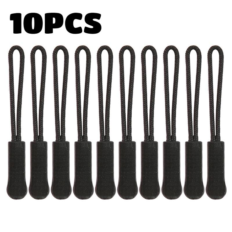 100pc Zipper Puller Black Extension Cord Tag Replacement Clip Broken Buckle Fixer Zip Cord Tab Travel Bag Suitcase Tent Backpack