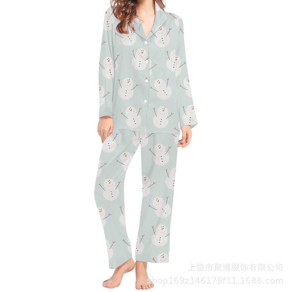 Europe and the United States Hot-selling New Christmas 1D Digital Printing Women's Pajamas Homewear Can Be D Wholesale Set