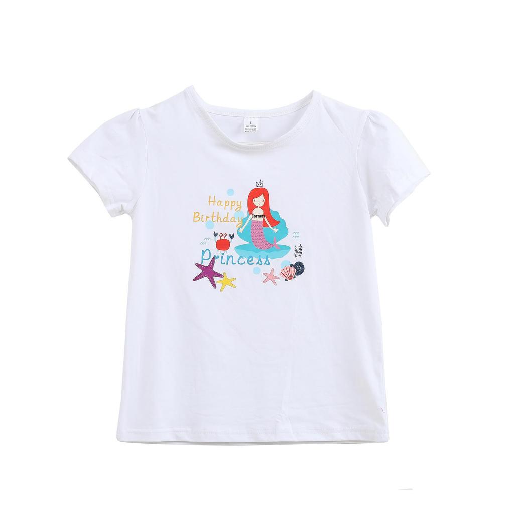 2025 New Cartoon Print Short Sleeve Children's Birthday T-Shirt, 20 Styles