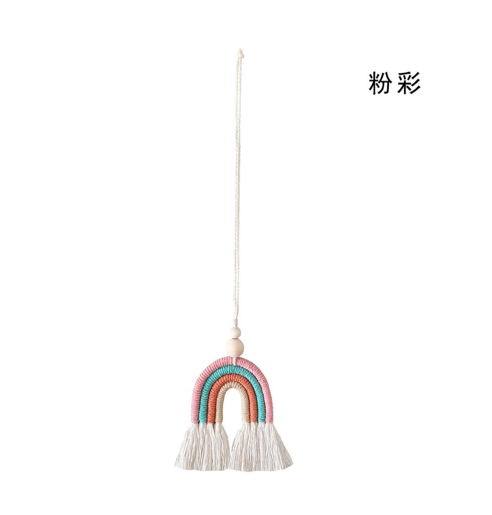 Regnbåge Hängande Ornament Rep Handgjord Vävd Väggdekor Babyflickors Rumsdekor Hem Förskoledekor Makramé Regnbåge