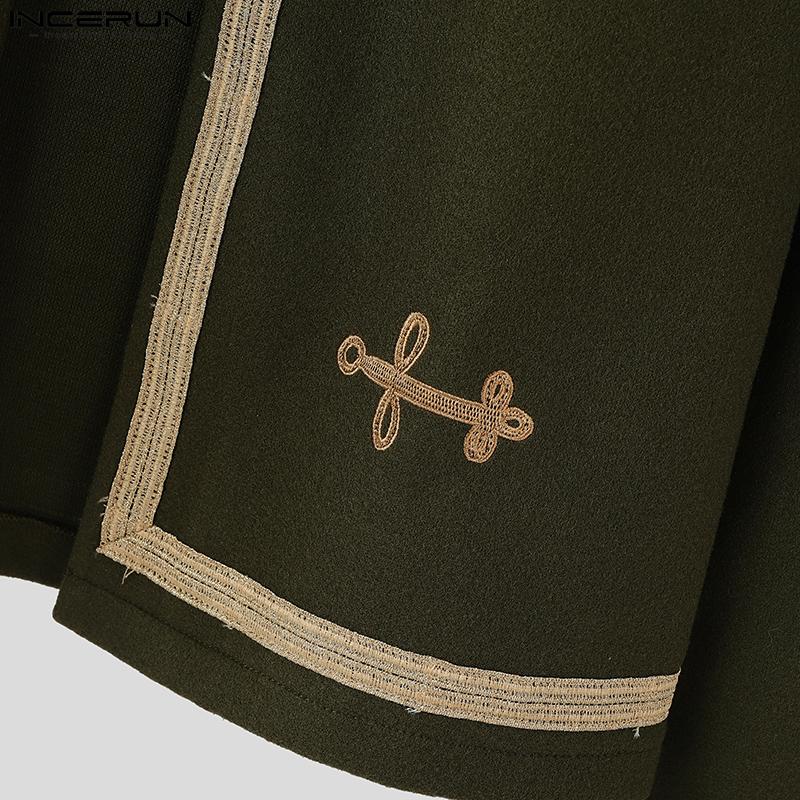 INCERUN Men Long Sleeve Embroidery Patchwork Open Front Casual Short Thin Coat Jackets