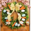 Easter Wreath Handmade Cute Egg Carrot Design Festive Garland Front Door Wreath Decor For Window PorchWall Indoor 40x40cm