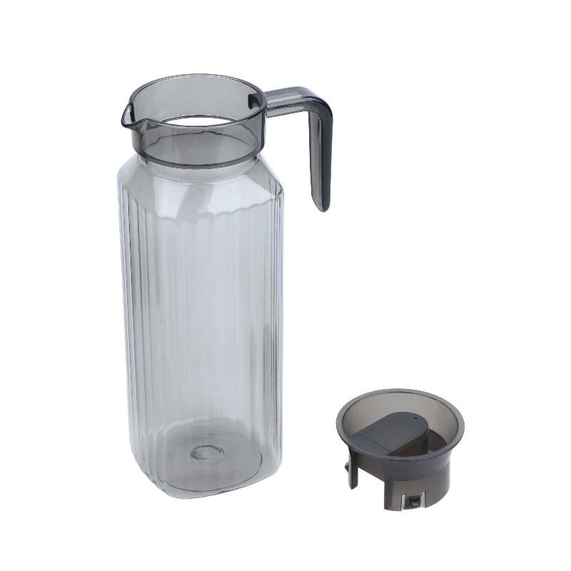 1.1L Large Capacity Ribbed Pitcher With Lid And Handle Transparent Water Jug Drink Storage Pot For Home And Office Use