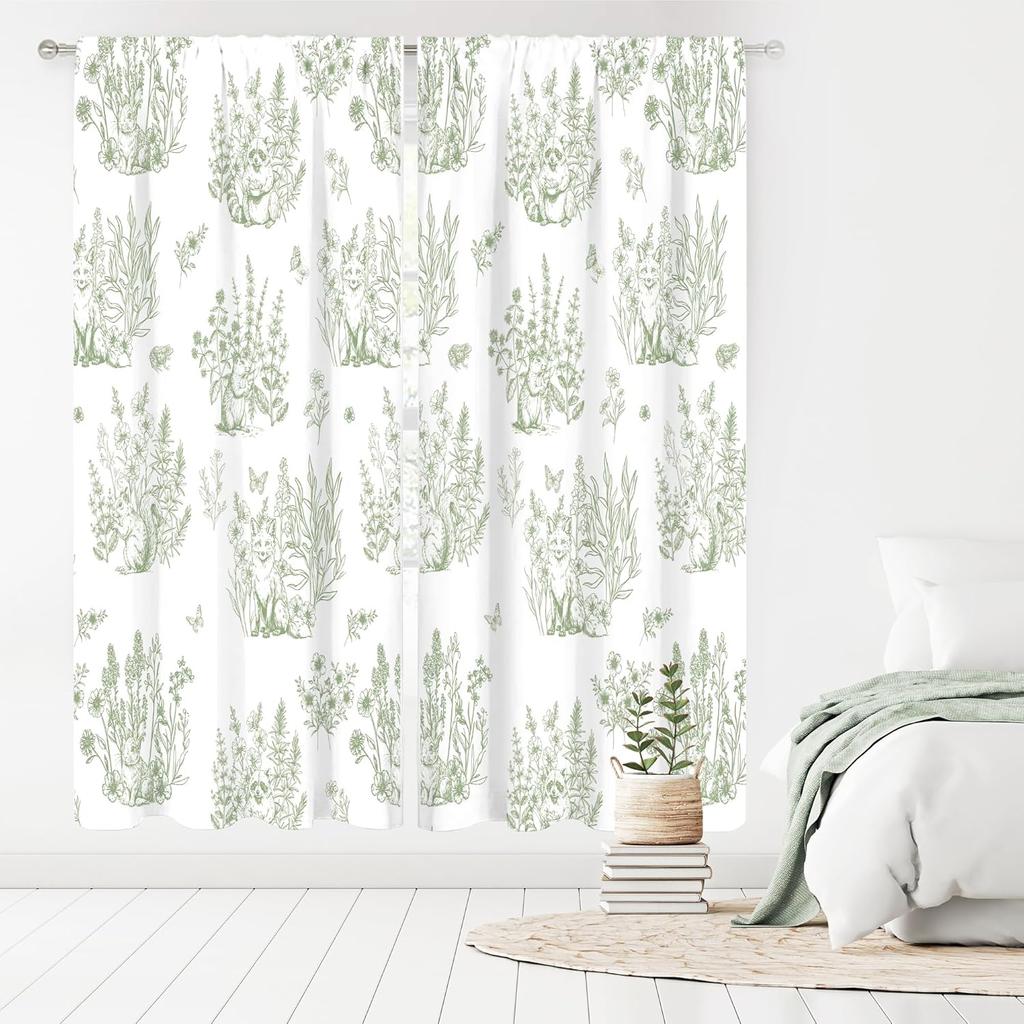 Kids Safari Curtains Rod Pocket Cute Cartoon Animals Baby Boy Nursery Bedroom Decor Woodland Jungle Lion Elephant Curtains For