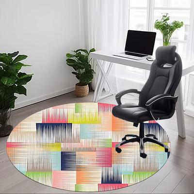 1pc Abstract Pattern Office Round Rug, Non-slip, Soft and Durable Office Rug for Interior Decoration, Perfect for Office, Beautiful Decoration Yy26031