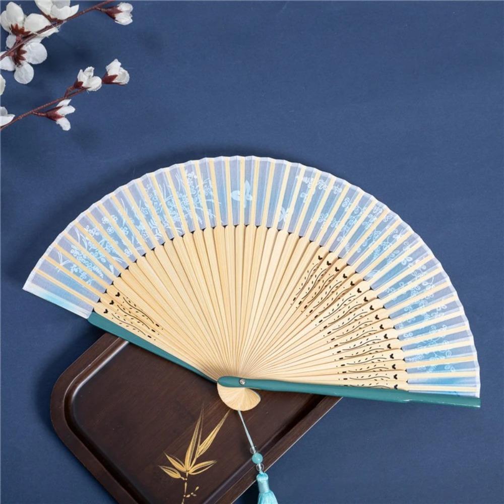 Butterfly Floral Pattern Portable Folding Fan Chinese Style Dance Fan For Wedding Party