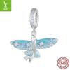 925 Silver Beads Creative Blue-Green Bird Butterfly Insect Spring Series Diy Beaded Bracelet Accessories