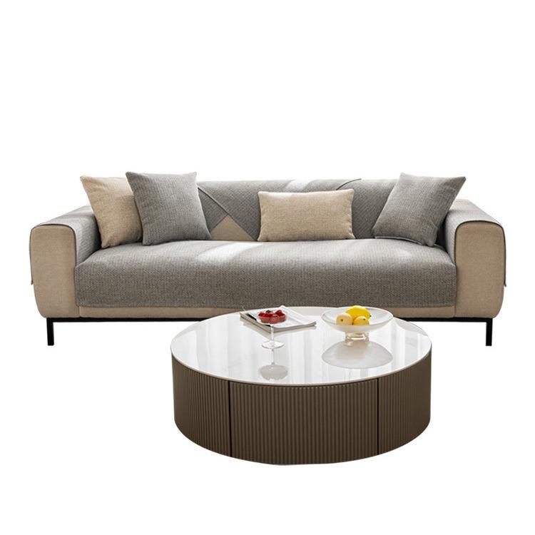 Japanese Hemp Feeling Living Room Fabric Sofa Cushion Universal In All Seasons Solid Color Cushion Cloth Cover Cloth Towel Non-Slip Backrest Cover