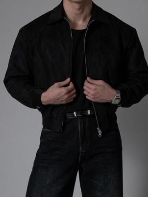 Men's Spring/Autumn Velvet Lapel Bomber Jacket - Trendy, Handsome, Versatile, Loose, Short Korean Style Outerwear