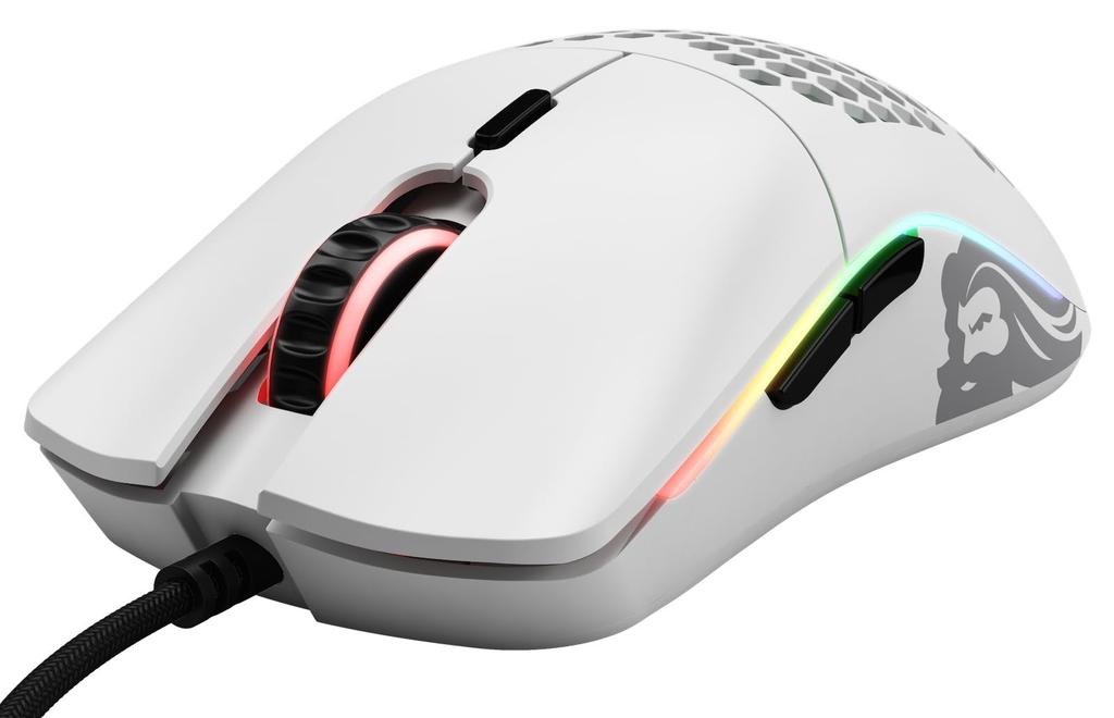 Glorious Model O Gaming 6 Programmable White Mouse, White, Wired, Lightweight, RGB, Buttons, USB, (58g)