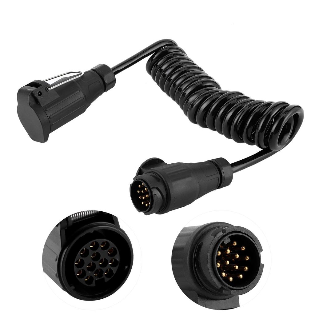 Trailer Cable, 13 Pin To 13 Pin Adapter Cable Trailer Plug Extension Spring Cord for Car Caravan RV