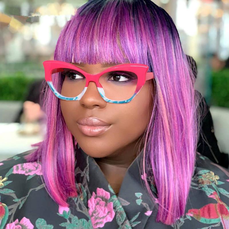 Fashion Vintage Cat Eye Sunglasses Women For Female Trend Sun Glasses Punk Luxury Brand Designer Double Color Butterfly Shades