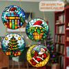 Acrylic Santa Claus Pendants Stained Glass Style Christmas Hanging Pendant, Plants Ornaments with Lanyard Double Sided Printed Xmas for Tree
