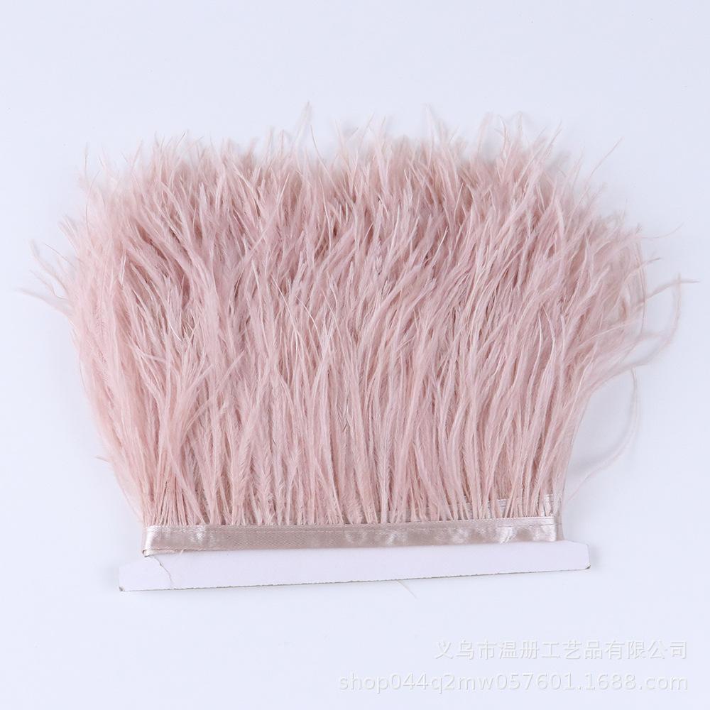 8-10Cm Ostrich Trim Khaki Feather Ribbon Fringe For Sewing High Quality Plumas Crafts Costumes Party Decoration