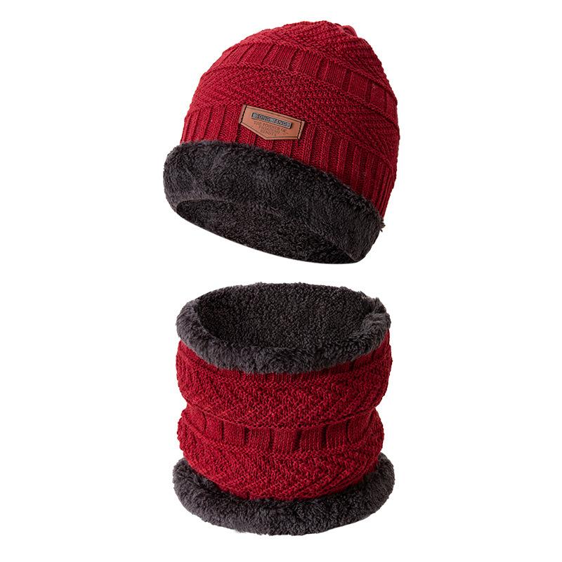 Winter Cycling Warm Set 3 Pieces Anti-Slip Touchscreen Fleece Lined Hat Scarf Gloves Unisex Black