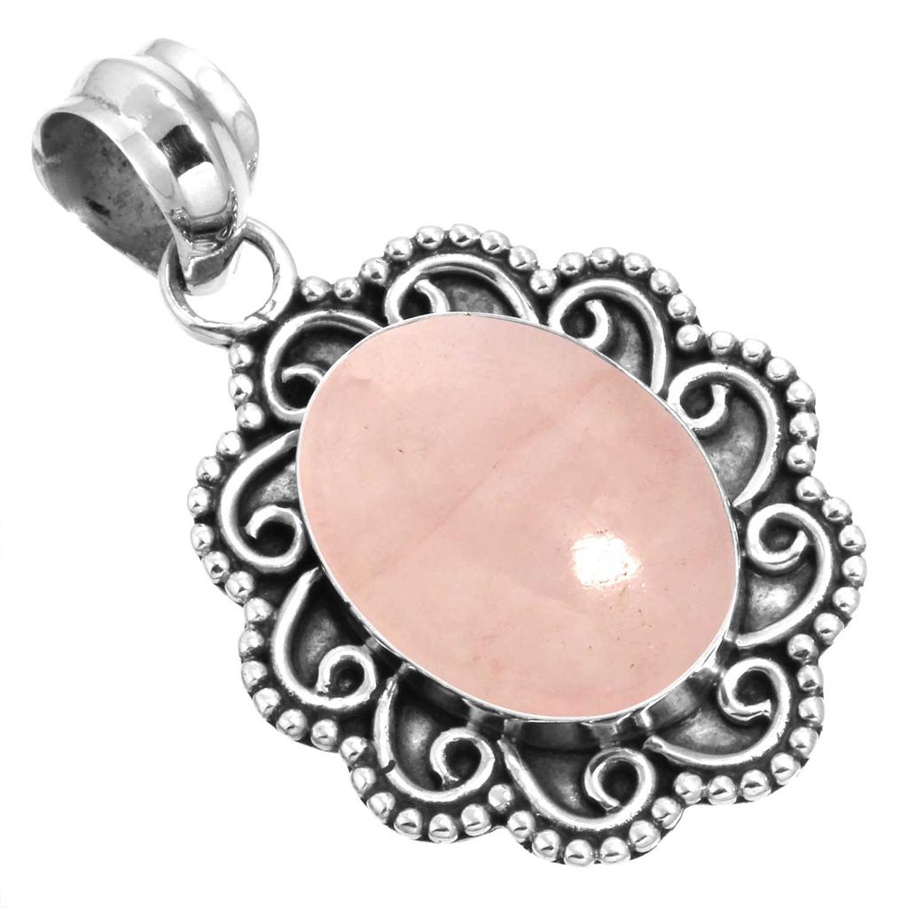 925 Sterling Silver Pendant Women Gemstone Handmade Jewelry Wedding Gift Malachite Moonstone Rose Quartz Red Stone Smoky Topaz Tiger Eye Fashion