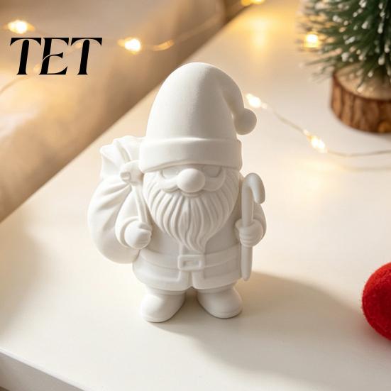 Holiday Tabletop Decor 3D Printed Santa Claus Figure for DIY Painting, Christmas Festive Room Ornament Ornament, White Resin Figurine Desk Shelf