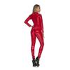 Sexy ženy Catsuit z umělé kůže PVC Latex Body Přední Zip Otevřený Rozkrok Kombinézy Stretch Bodystocking Erotické kostýmy