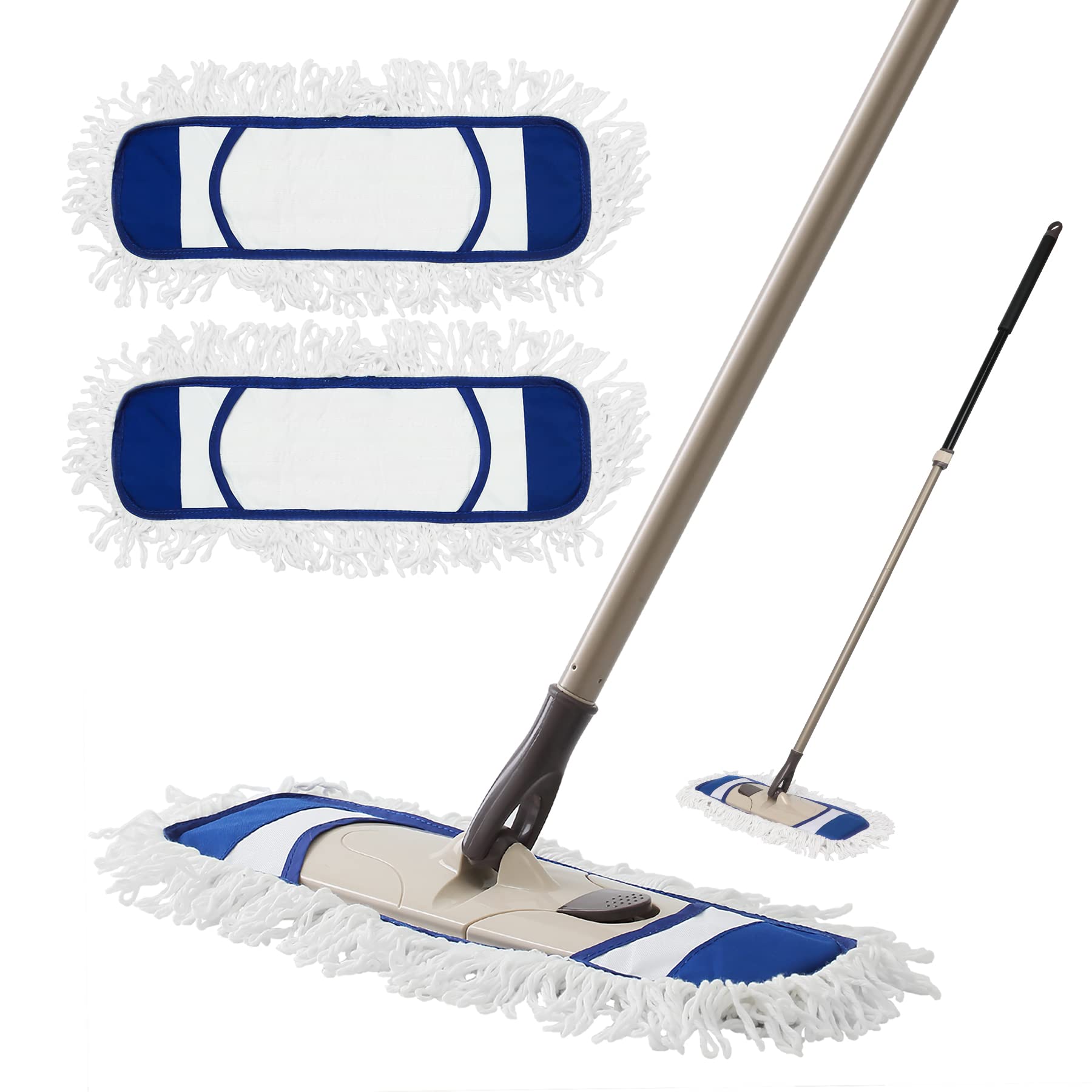 

Швабра для пола Швабра Хлопковая ткань Набор из 2 штук Сменные Напольные Швабра для мытья пола Базовая Сухая уборка Влажная уборка Регулируемая длина Eyliden. приблизительно. 113см~140см